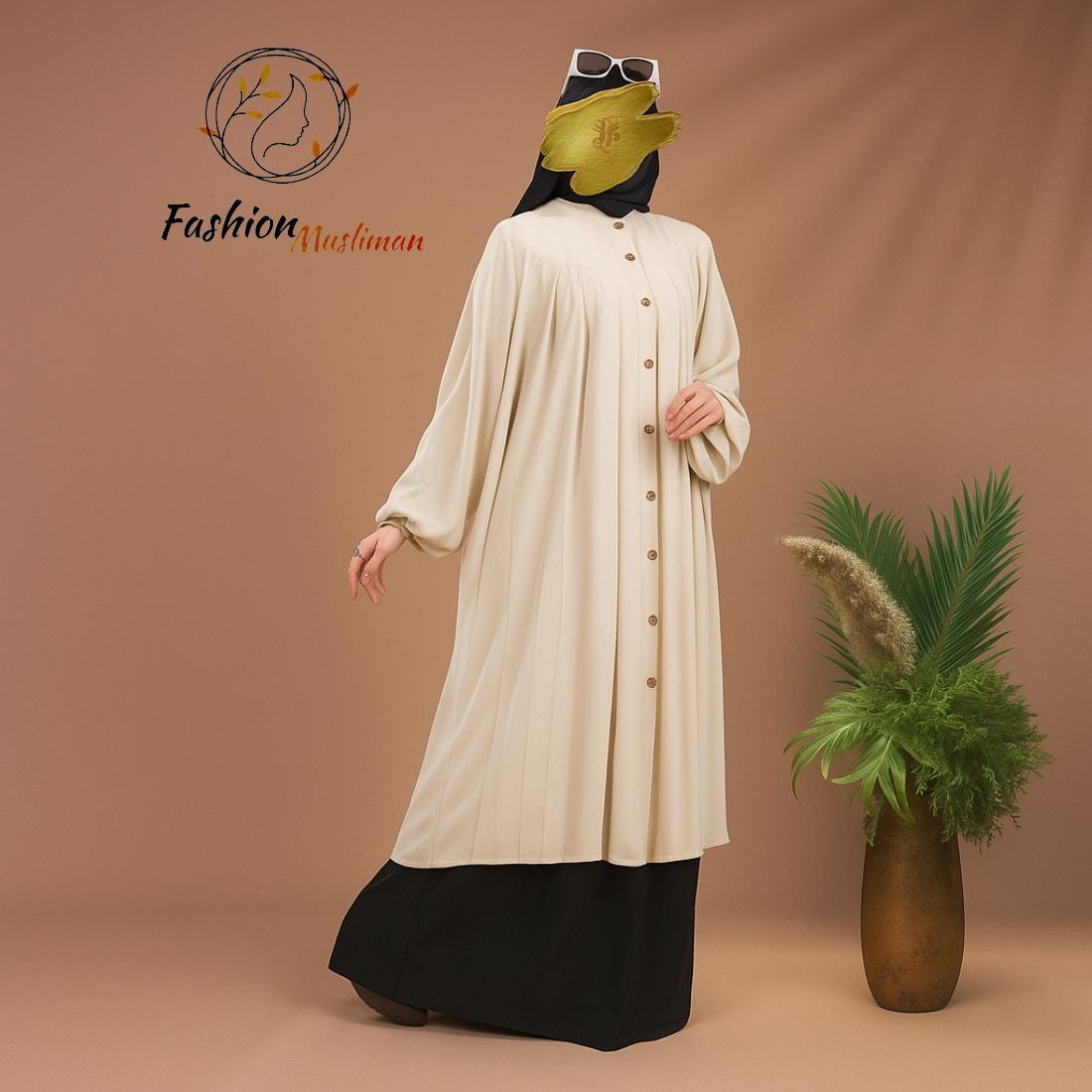 مودال حور 4 قطع ( خمار + ليكات + جيب + بوندانة كهدية )